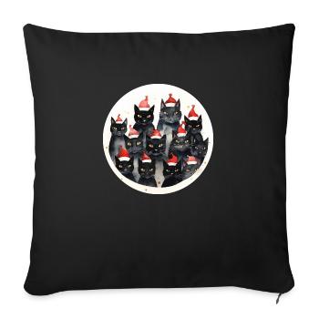Aquarelle Chats de Noël - Housse de coussin décorative 45 x 45 cm - noir - Devant