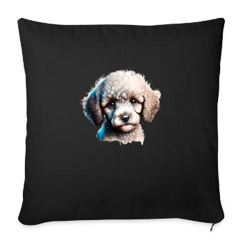 Caniche Chien Propriétaire Caniche Chiot Chien Chiot Chien Amour - Housse de coussin décorative 45 x 45 cm - noir - Devant