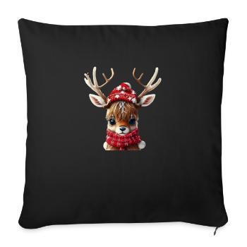 Renne de NOËL - Housse de coussin décorative 45 x 45 cm - noir - Devant