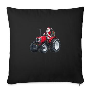 Nikolaus fährt auf rotem Traktor - Sofakissenbezug 45 x 45 cm - Schwarz - Vorne