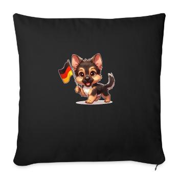 Berger allemand mignon avec drapeau de l’Allemagne - Housse de coussin décorative 45 x 45 cm - noir - Devant