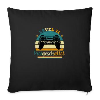 Level 11 Freigeschaltete Geschenkidee 11 Jahre - Sofakissenbezug 45 x 45 cm - Schwarz - Vorne