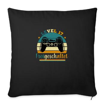 Level 17 Freigeschaltete Geschenkidee 17 Jahre - Sofakissenbezug 45 x 45 cm - Schwarz - Vorne