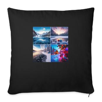 Christmas at the lake - Sofa pillowcase 17,3'' x 17,3'' (45 x 45 cm) - black - Front
