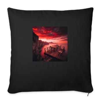 A café in the sunset at the edge of the world - Sofa pillowcase 17,3'' x 17,3'' (45 x 45 cm) - black - Front