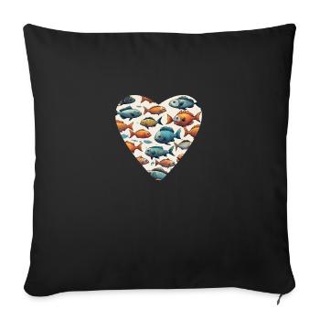 Aquarium Heart Underwater Treasure - Sofa pillowcase 17,3'' x 17,3'' (45 x 45 cm) - black - Front