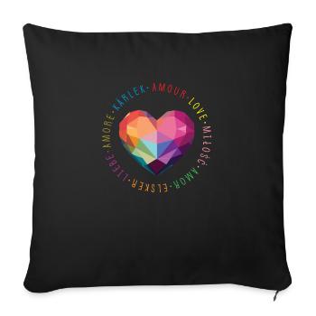 United Love - Housse de coussin décorative 45 x 45 cm - noir - Devant