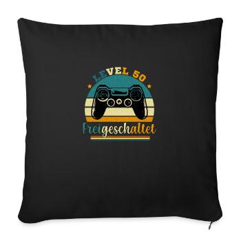 Level 50 Freigeschaltete Geschenkidee 50 Jahre - Sofakissenbezug 45 x 45 cm - Schwarz - Vorne