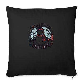 Bébé, il fait froid dehors : vêtements festifs pour bonhomme de neige - Housse de coussin décorative 45 x 45 cm - noir - Devant