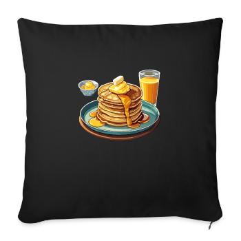 Délicieuse pile de crêpes au sirop et au beurre - Housse de coussin décorative 45 x 45 cm - noir - Devant