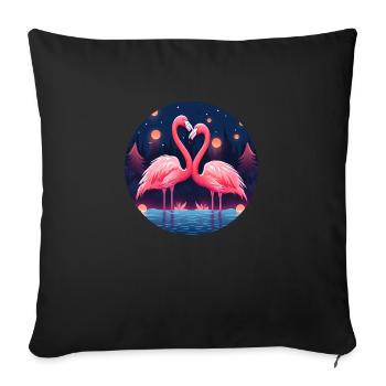 Flamingo Flock Tropical, Love Flamingos - Sofa pillowcase 17,3'' x 17,3'' (45 x 45 cm) - black - Front