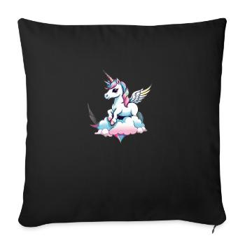 Licorne Unicorn Kawaii - Housse de coussin décorative 45 x 45 cm - noir - Devant