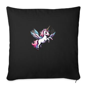 Licorne Einhorn Kawaii - Sofakissenbezug 45 x 45 cm - Schwarz - Vorne