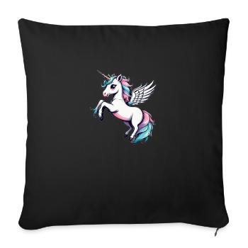 Licorne Unicorn Kawaii - Housse de coussin décorative 45 x 45 cm - noir - Devant