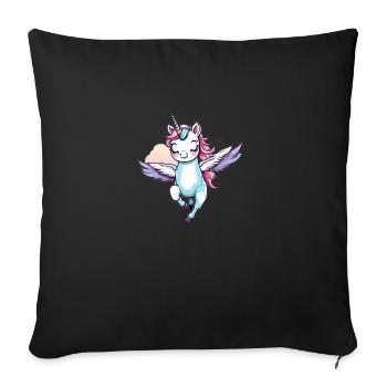 Licorne Unicorn Kawaii - Housse de coussin décorative 45 x 45 cm - noir - Devant