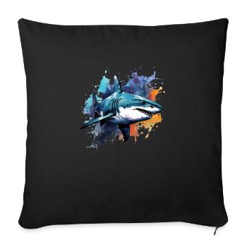 Shark design in bright colors. Ideal as a gift - Sofa pillowcase 17,3'' x 17,3'' (45 x 45 cm) - black - Front