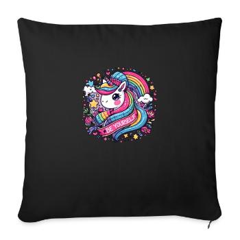 Rainbow Unicorn Beanie and Scarf Set - Be Yourself - Sofa pillowcase 17,3'' x 17,3'' (45 x 45 cm) - black - Front