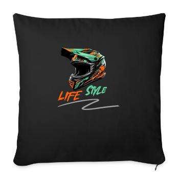 LIFE Style Motorcross Bike - Sofakissenbezug 45 x 45 cm - Schwarz - Vorne