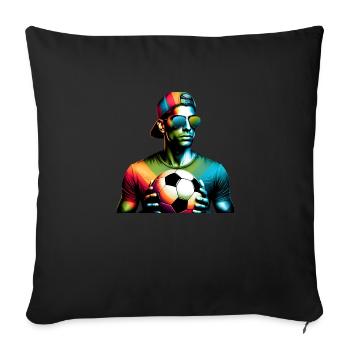 Cool Soccer Guy Ready For Game Day - Sofa pillowcase 17,3'' x 17,3'' (45 x 45 cm) - black - Front