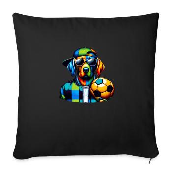 Chien de football prêt pour le jour du match ! - L’art du football - Housse de coussin décorative 45 x 45 cm - noir - Devant