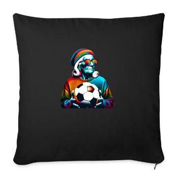 Old Soccer Lady Ready For Game Day! - Sofa pillowcase 17,3'' x 17,3'' (45 x 45 cm) - black - Front