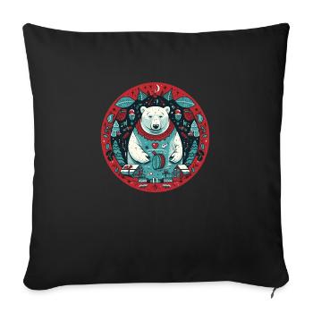 Ours polaire avec des éléments de Noël, ours d’amour - Housse de coussin décorative 45 x 45 cm - noir - Devant