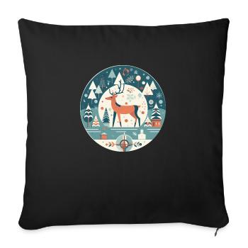 Cerf avec l’élément de Noël, Cerfs d’amour - Housse de coussin décorative 45 x 45 cm - noir - Devant