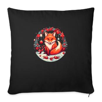 Fox Avec des éléments de Noël, Love Foxes - Housse de coussin décorative 45 x 45 cm - noir - Devant