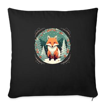 Fox Avec des éléments de Noël, Love Foxes - Housse de coussin décorative 45 x 45 cm - noir - Devant