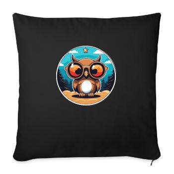 Owl Christmas Drawing - Sofa pillowcase 17,3'' x 17,3'' (45 x 45 cm) - black - Front