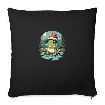 Weihnachtsfrosch Kawaii - Sofakissenbezug 45 x 45 cm - Schwarz - Vorne