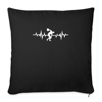 lancer du disque battement de coeur - Housse de coussin décorative 45 x 45 cm - noir - Devant