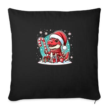 Dinosaure rouge de Noël - Housse de coussin décorative 45 x 45 cm - noir - Devant