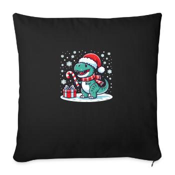 T-Rex de Noël - Housse de coussin décorative 45 x 45 cm - noir - Devant
