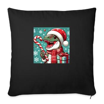 Dinosaure de Noël - Housse de coussin décorative 45 x 45 cm - noir - Devant