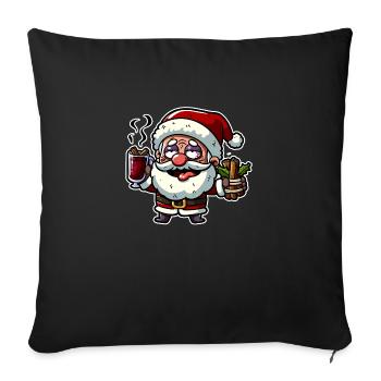 Contemplative Christmas gnome with mulled wine - Sofa pillowcase 17,3'' x 17,3'' (45 x 45 cm) - black - Front
