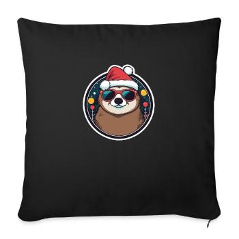 Sloth Christmas Drawing - Sofa pillowcase 17,3'' x 17,3'' (45 x 45 cm) - black - Front