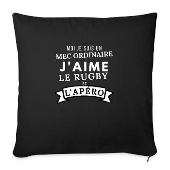 J'aime le rugby et L'apero - Housse de coussin décorative 45 x 45 cm - noir - Devant
