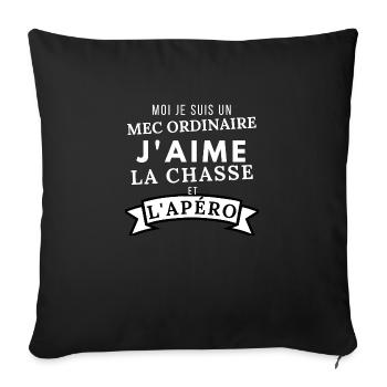 J'aime la chasse et L'apero - Housse de coussin décorative 45 x 45 cm - noir - Devant