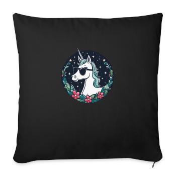 Unicorn Christmas Drawing - Sofa pillowcase 17,3'' x 17,3'' (45 x 45 cm) - black - Front