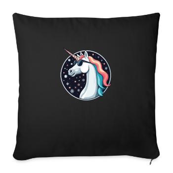 Dessin de Noël Licorne - Housse de coussin décorative 45 x 45 cm - noir - Devant