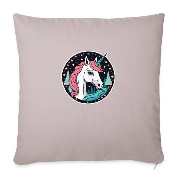 Dessin de Noël Licorne - Housse de coussin décorative 45 x 45 cm - taupe clair - Devant