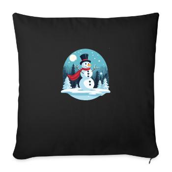Dessin de Noël bonhomme de neige - Housse de coussin décorative 45 x 45 cm - noir - Devant
