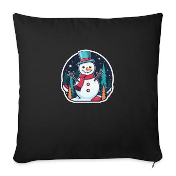 Dessin de Noël bonhomme de neige - Housse de coussin décorative 45 x 45 cm - noir - Devant