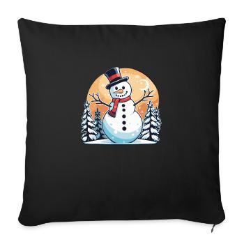 Dessin de Noël bonhomme de neige - Housse de coussin décorative 45 x 45 cm - noir - Devant