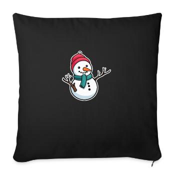Dessin de Noël bonhomme de neige - Housse de coussin décorative 45 x 45 cm - noir - Devant