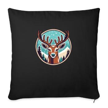 Reindeer Christmas Drawing - Sofa pillowcase 17,3'' x 17,3'' (45 x 45 cm) - black - Front