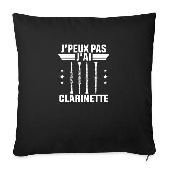 Je peux pas j'ai clarinette Cadeau clarinettiste - Housse de coussin décorative 45 x 45 cm - noir - Devant