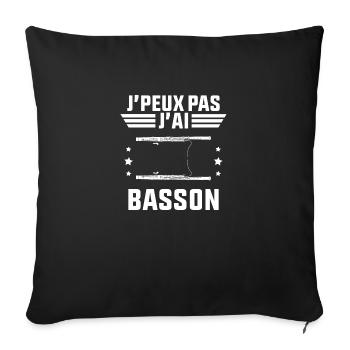 Je peux pas j'ai basson idée Cadeau Bassoniste - Housse de coussin décorative 45 x 45 cm - noir - Devant