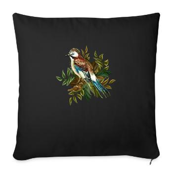 Bunter Vogel - Sofakissenbezug 45 x 45 cm - Schwarz - Vorne